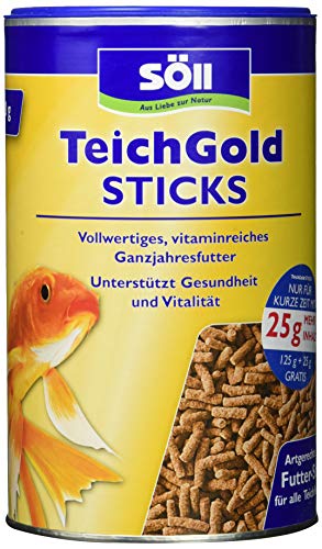 Söll 83699 TEICH-GOLD Futter-Sticks Hauptfutter 125g - Ganzjahresfutter zum Füttern von Teichfischen im Fischteich Gartenteich für gesunde Ernährung starke Abwehrkräfte lange Schwimmfähigkeit von Söll