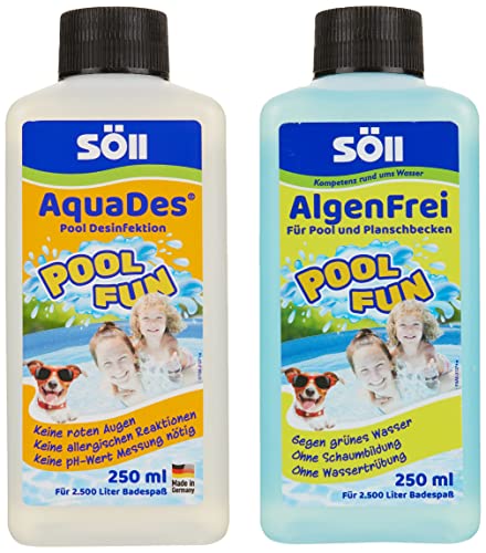 Söll 83349 PoolPflege-Set (AquaDes & AlgenFrei, je 250 ml) - Planschbecken-Pflege, reinigt & desinfiziert Badewasser in Planschbecken Kinderpool Whirlpool Hundepool Söll 83349 PoolPflege-Set (AquaDes & AlgenFrei, je 250 ml) - Planschbecken-Pflege, reinigt & desinfiziert Badewasser in Planschbecken Kinderpool Whirlpool Hundepool von Söll