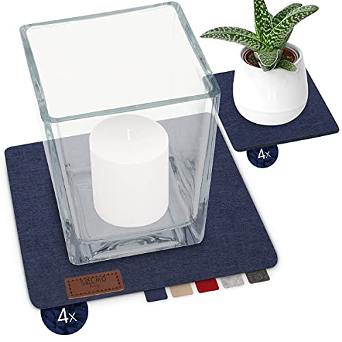 sølmo I Design Untersetzer Filz Eckig Groß & Klein - 8er Set für Vasen, Gläser, Blumen, 20cm & 10cm I Filzuntersetzer Eckig I Glasuntersetzer Tischuntersetzer I Topfuntersetzer, Blau (Night Blue) von Sölmo