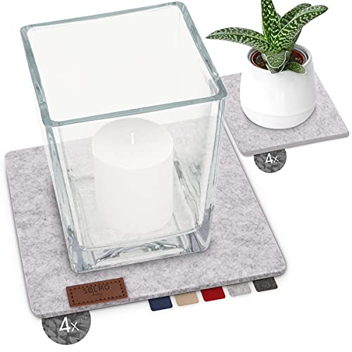 sølmo I Design Untersetzer Filz Eckig Groß & Klein - 8er Set für Vasen oder Gläser, 20cm & 10cm I Filzuntersetzer I Glasuntersetzer Tischuntersetzer I Topfuntersetzer, Grau (Manhattan Grey) von Sölmo