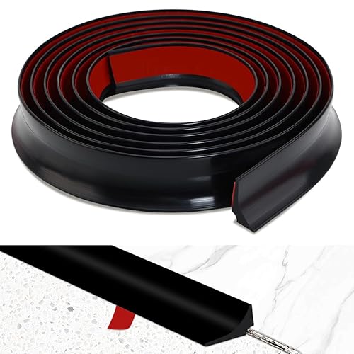 Soengsau Abziehen und Aufkleben Spritzschutz für Arbeitsplatte, Dusche, Wasserdamm, Wasserdichtungsstreifen für Küche und Badezimmer, Waschbecken, Herdkante (schwarz, 99,1 cm L x 1,5 cm H) von Soengsau