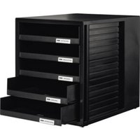HAN Schubladenbox 1401-13 DIN A4 5Schubfächer PS schwarz/schwarz von HAN-Bürogeräte