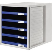 HAN Schubladenbox 1401-14 DIN A4 5Schubfächer PS blau/lichtgrau von HAN-Bürogeräte