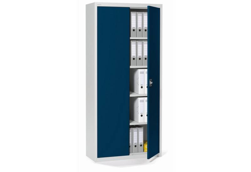 Soennecken Aktenschrank Flügeltürenschrank 195x92x42cm lichtgrau Türen dunkelblau von Soennecken