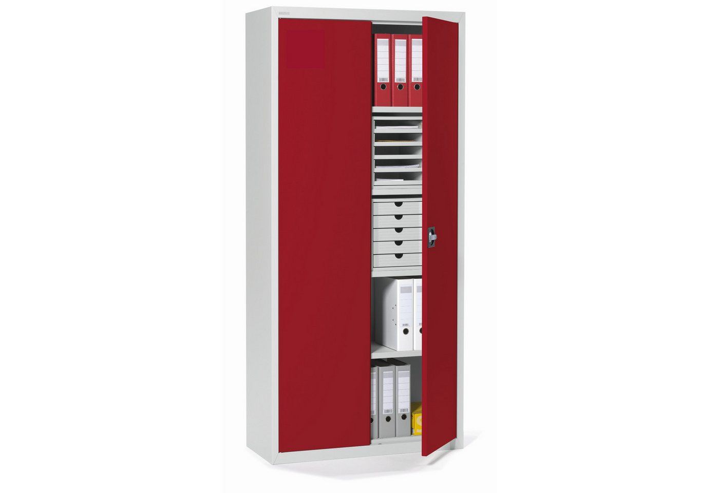 Soennecken Aktenschrank Flügeltürenschrank 195x92x42cm lichtgrau Türen rot Soennecken Aktenschrank Flügeltürenschrank 195x92x42cm lichtgrau Türen rot von Soennecken
