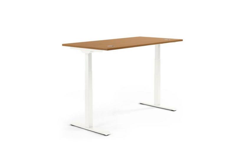 Soennecken Schreibtisch Schreibtisch 1800x605-1255x800mm Platte Nuss Gestell weiß von Soennecken