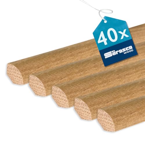 Sörnsen Wood Viertelstab Eiche – 40x Hochwertige Fussleisten – in natur matt lackiert und damit extra langlebig – 14x14x2400 mm von Sörnsen Wood (SWO)