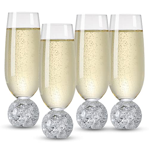 Soetai Sektgläser Set Champagnerflöten,Set aus 4 bleifreien Kristallgläsern,200ml Champagnergläser,klare Gläser,Bar-Glaswaren,langlebige Glas für Hochzeiten, Partys, Dinners (Bruchkugeln) von Soetai