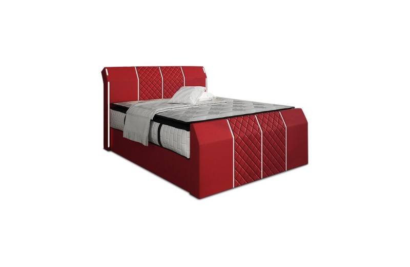 Sofa Dreams Boxspringbett Boxspringbett Leder Hotelbett Komplettbett Modern Paris LED Matratze, inklusive LED Beleuchtung, Matratze und Topper von Sofa Dreams