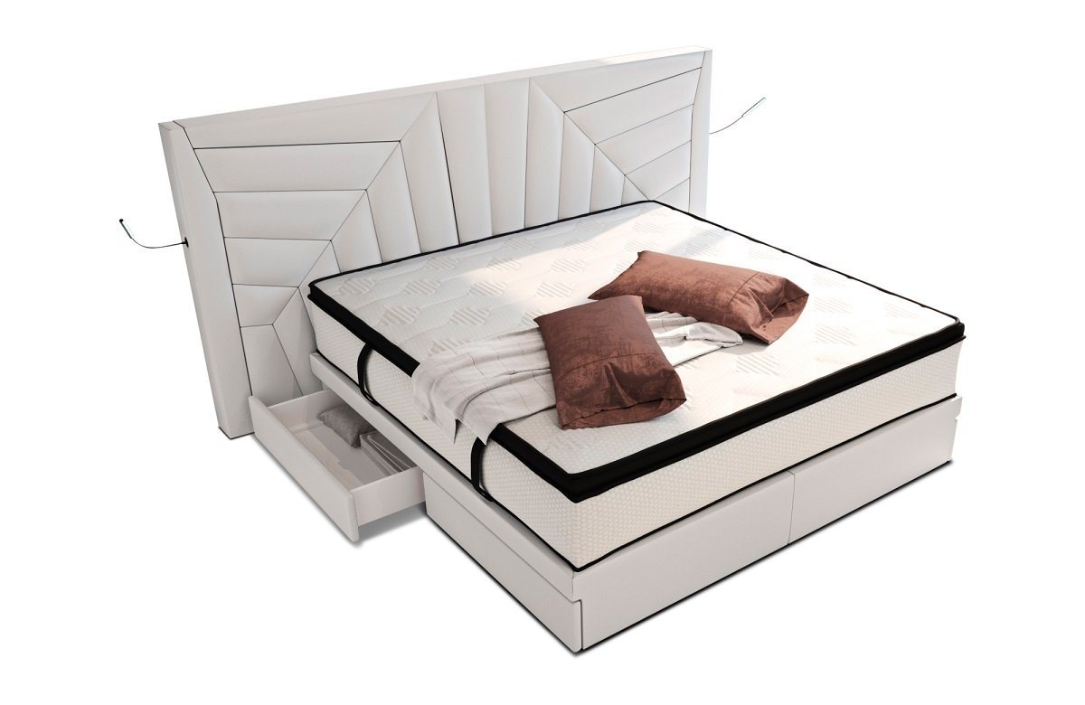 Sofa Dreams Boxspringbett Boxspringbett Monaco Leder, mit Topper, mit Schubladen, mit LED-Beleuchtung, mit USB-Anschlüssen Sofa Dreams Boxspringbett Boxspringbett Monaco Leder, mit Topper, mit Schubladen, mit LED-Beleuchtung, mit USB-Anschlüssen von Sofa Dreams