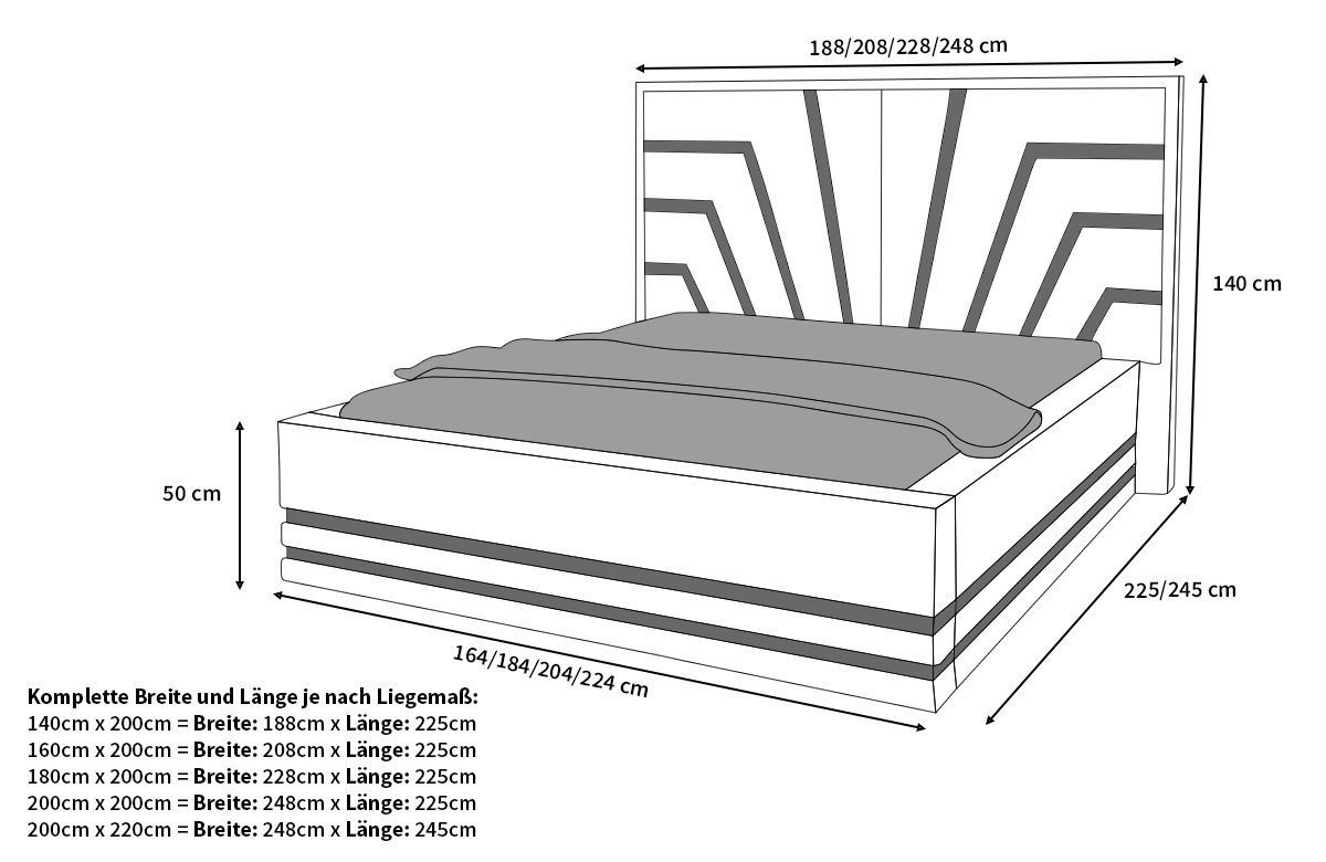 Sofa Dreams Boxspringbett Cecina Bett Kunstleder Premium Komplettbett 140x200 Hotelbett, inkl. Topper von Sofa Dreams