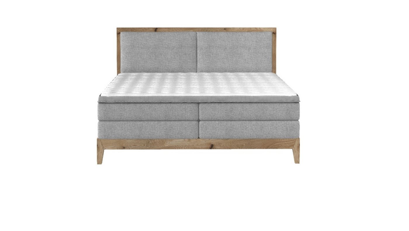 Sofa Dreams Boxspringbett Lille, Webstoff, grau, 180 x 200 cm, mit Topper, mit Matratzen von Sofa Dreams