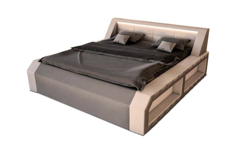 Sofa Dreams Boxspringbett Matera Kunstleder komplett mit LED Beleuchtung Komplettbett, mit Matratze, mit Topper, gestepptes Kopfteil von Sofa Dreams