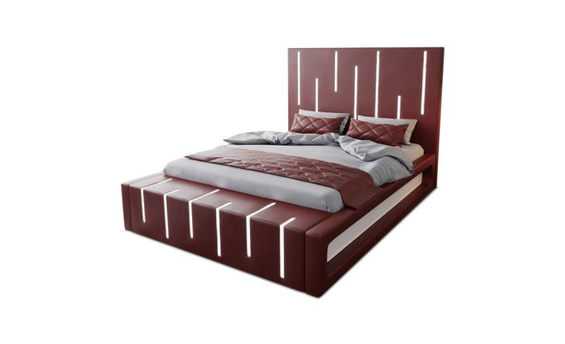 Sofa Dreams Boxspringbett Milona (6 Teile), Kunstleder Bett, Matratze, Topper, LED-Beleuchtung, versch. Liegemaße von Sofa Dreams