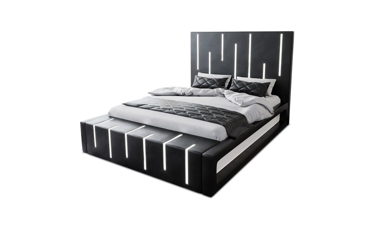 Sofa Dreams Boxspringbett Milona (6 Teile), Kunstleder Bett, Matratze, Topper, LED-Beleuchtung, versch. Liegemaße von Sofa Dreams