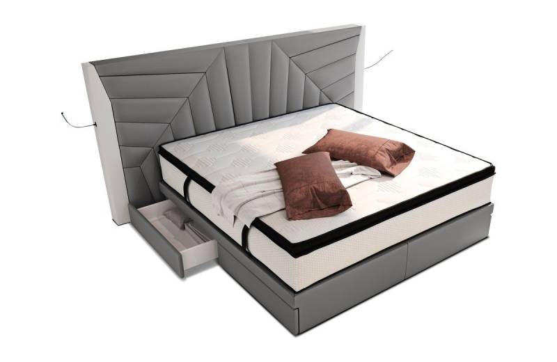 Sofa Dreams Boxspringbett Monaco Microfaser Mineva, mit Topper, Schubladen, USB-Anschlüssen und LED-Beleuchtung von Sofa Dreams