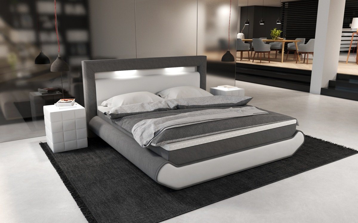 Sofa Dreams Boxspringbett Sevine Kunstleder Komplettbett Modern Hotelbett, inklusive LED Beleuchtung, Matratze und Topper von Sofa Dreams