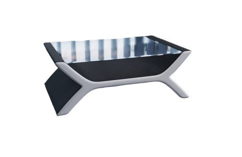 Sofa Dreams Couchtisch Leder Calabria Tisch mit Sicherheitsglasplatte 12mm (1 Tisch), mit Echt-/Kunstleder Mix Bezug in Schwarz-Weiß, Designertisch von Sofa Dreams