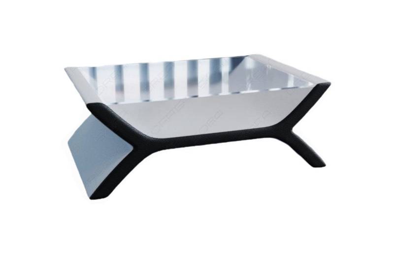 Sofa Dreams Couchtisch Leder Calabria Tisch mit Sicherheitsglasplatte 12mm (1 Tisch), mit Echt-/Kunstleder Mix Bezug in Weiß-Schwarz, Designertisch von Sofa Dreams