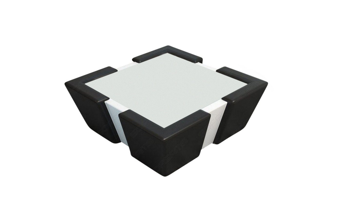 Sofa Dreams Couchtisch Leder Apollonia Tisch mit Sicherheitsglasplatte 12mm (1 Tisch), Sofatisch mit Lederbezug in verschieden Farben von Sofa Dreams