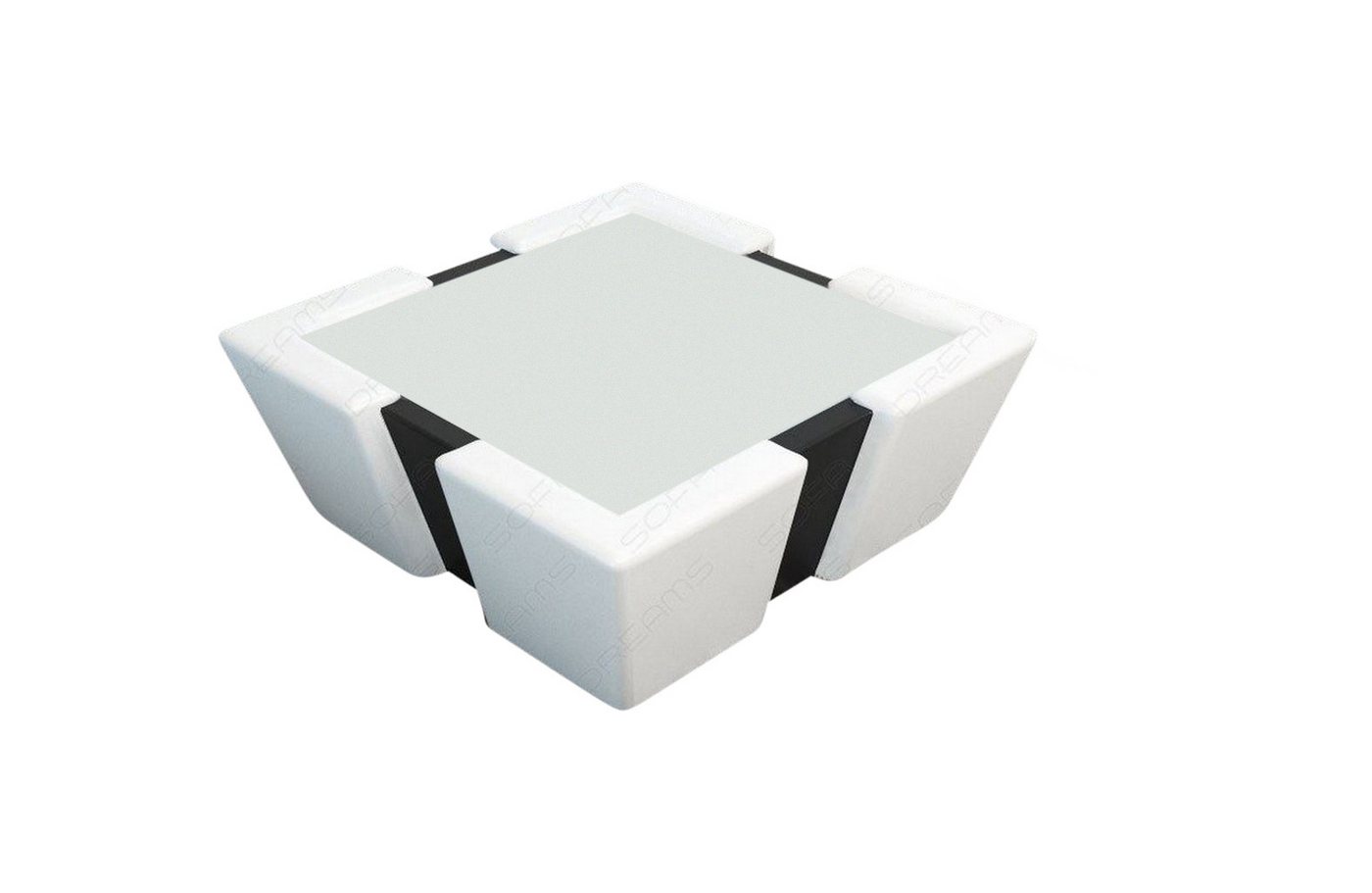 Sofa Dreams Couchtisch Leder Apollonia Tisch mit Sicherheitsglasplatte 12mm (1 Tisch), Sofatisch mit Lederbezug in verschieden Farben von Sofa Dreams