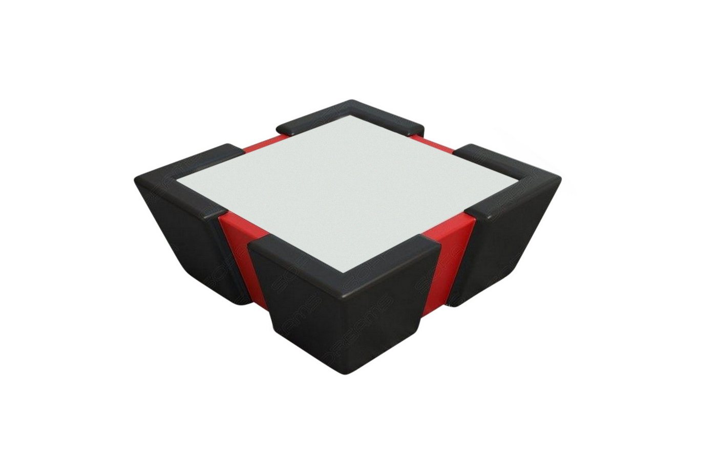 Sofa Dreams Couchtisch Leder Apollonia Tisch mit Sicherheitsglasplatte 12mm (1 Tisch), Sofatisch mit Lederbezug in verschieden Farben von Sofa Dreams