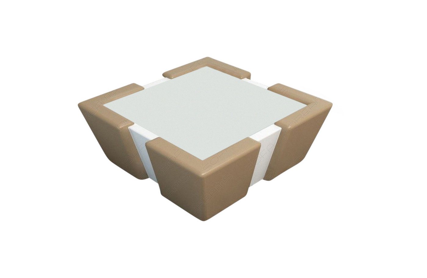 Sofa Dreams Couchtisch Leder Apollonia Tisch mit Sicherheitsglasplatte 12mm (1 Tisch), Sofatisch mit Lederbezug in verschieden Farben von Sofa Dreams