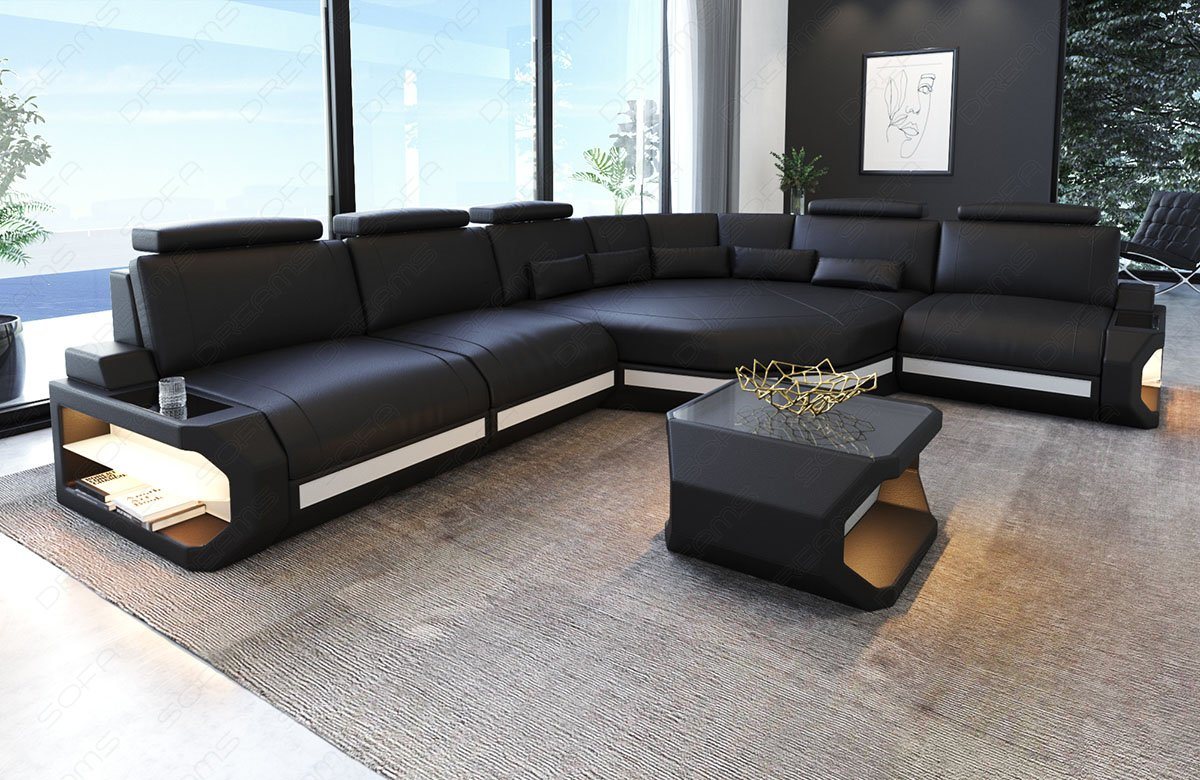 Sofa Dreams Ecksofa Asti, Couch, L Form Ledersofa mit LED, Designersofa von Sofa Dreams