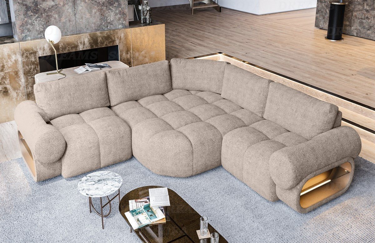 Sofa Dreams Ecksofa Design Ecksofa Stoff Couch Caivano L Form kurz Stoffsofa, Loungesofa von Sofa Dreams