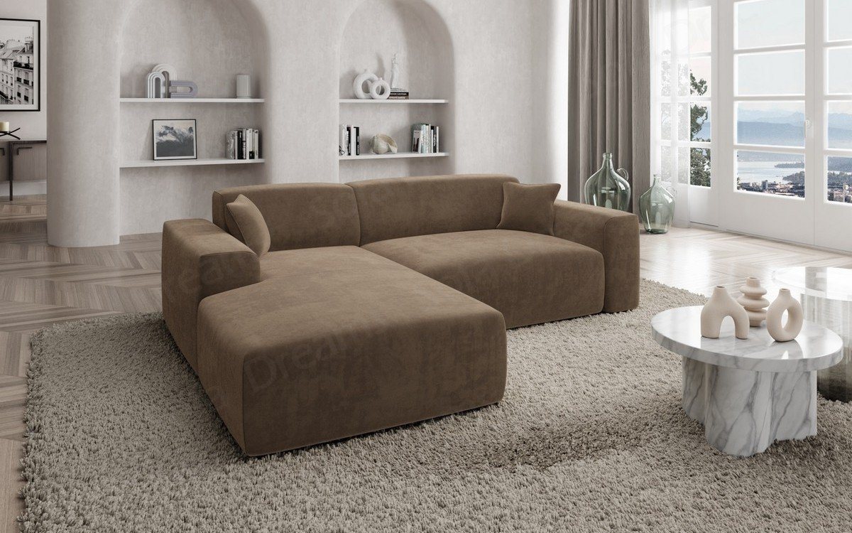Sofa Dreams Ecksofa Design Samt Stoff Sofa Mallorca L Form kurz Modern Stoffsofa, Loungesofa von Sofa Dreams