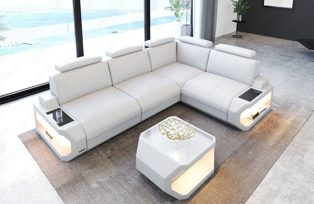 Sofa Dreams Ecksofa Leder Couch Siena L Form Ledersofa, L-Form Ledersofa mit LED-Beleuchtung von Sofa Dreams