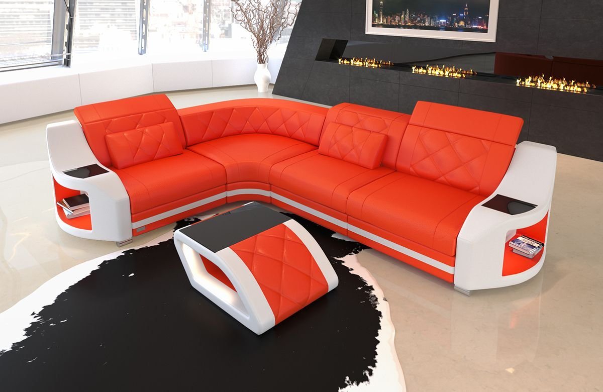 Sofa Dreams Ecksofa Leder Ledercouch Sofa Genua L Form Ledersofa, Couch, mit LED, Designersofa von Sofa Dreams