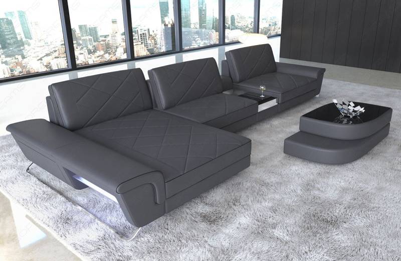 Sofa Dreams Ecksofa Leder Sofa Bari L Form Ledersofa, Couch, mit LED, verstellbare Rückenlehnen, Designersofa Sofa Dreams Ecksofa Leder Sofa Bari L Form Ledersofa, Couch, mit LED, verstellbare Rückenlehnen, Designersofa von Sofa Dreams