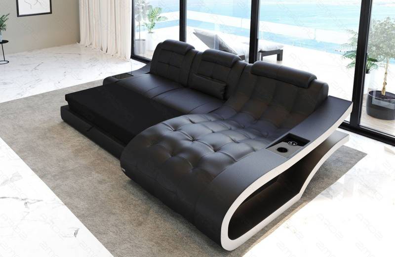 Sofa Dreams Ecksofa Leder Sofa Couch Elegante Ledercouch, L-Form Ledersofa mit LED, wahlweise mit Bettfunktion von Sofa Dreams