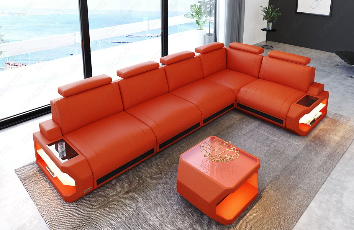 Sofa Dreams Ecksofa Leder Sofa Couch Siena L Form lang Ledercouch, L-Form Ledersofa mit LED-Beleuchtung von Sofa Dreams