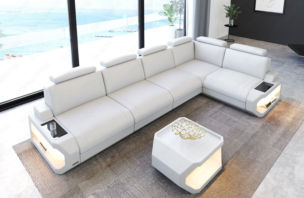 Sofa Dreams Ecksofa Leder Sofa Couch Siena L Form lang Ledercouch, L-Form Ledersofa mit LED-Beleuchtung von Sofa Dreams