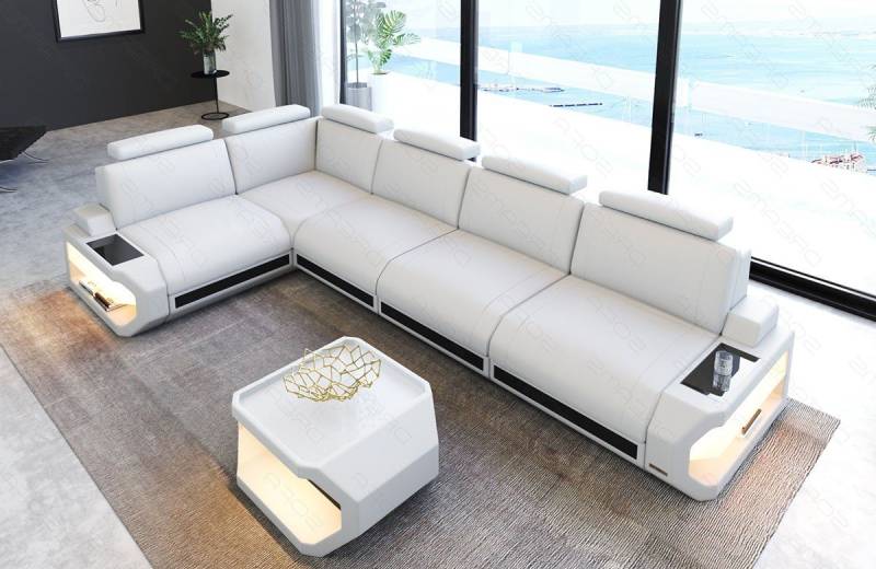 Sofa Dreams Ecksofa Leder Sofa Couch Siena L Form lang Ledercouch, L-Form Ledersofa mit LED-Beleuchtung von Sofa Dreams