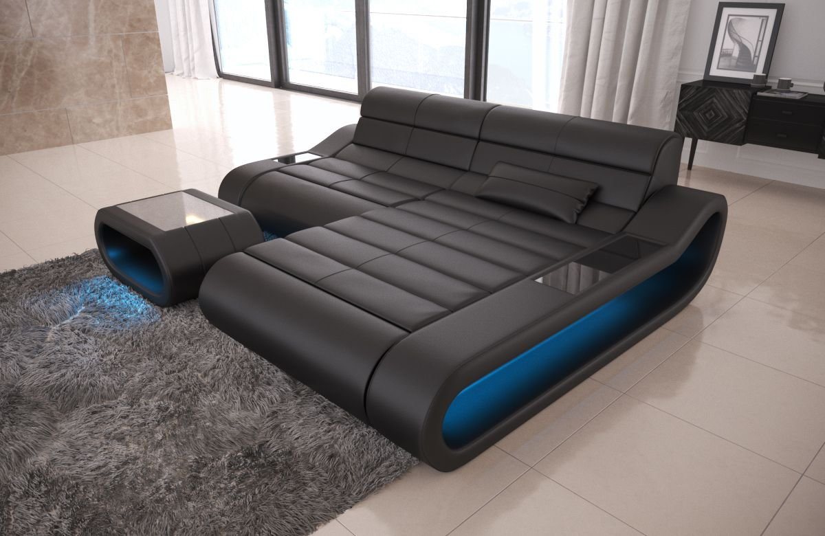 Sofa Dreams Ecksofa Leder Sofa Ledercouch Concept L Form kurz Ledersofa, Couch, mit LED, Designersofa mit ergonomischer Rückenlehne von Sofa Dreams