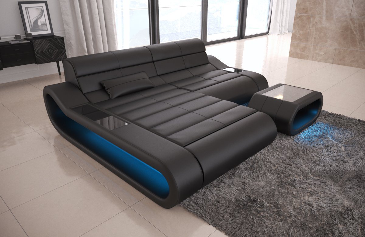 Sofa Dreams Ecksofa Leder Sofa Ledercouch Concept L Form kurz Ledersofa, Couch, mit LED, Designersofa mit ergonomischer Rückenlehne von Sofa Dreams