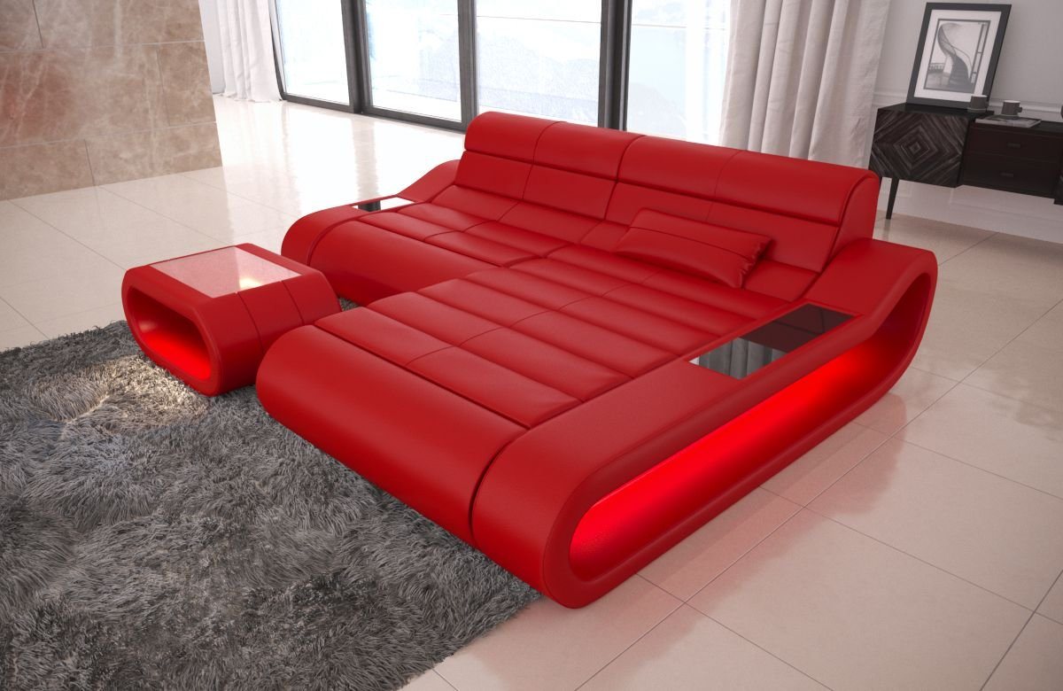 Sofa Dreams Ecksofa Leder Sofa Ledercouch Concept L Form kurz Ledersofa, Couch, mit LED, Designersofa mit ergonomischer Rückenlehne von Sofa Dreams