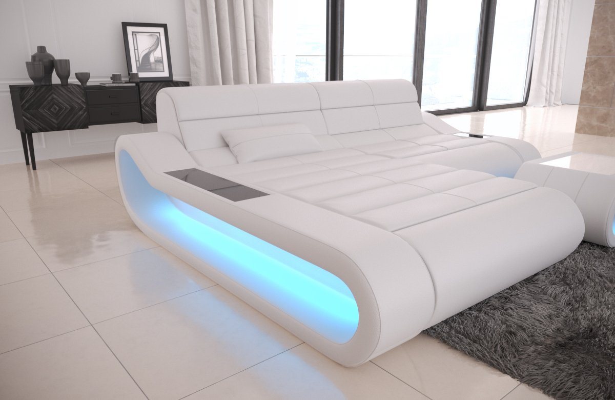 Sofa Dreams Ecksofa Leder Sofa Ledercouch Concept L Form kurz Ledersofa, Couch, mit LED, Designersofa mit ergonomischer Rückenlehne von Sofa Dreams