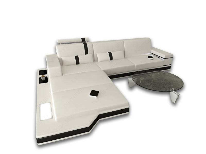 Sofa Dreams Ecksofa Ledercouch Leder Sofa Messana L Form Ledersofa, Couch, mit LED, wahlweise mit Bettfunktion als Schlafsofa, Designersofa von Sofa Dreams