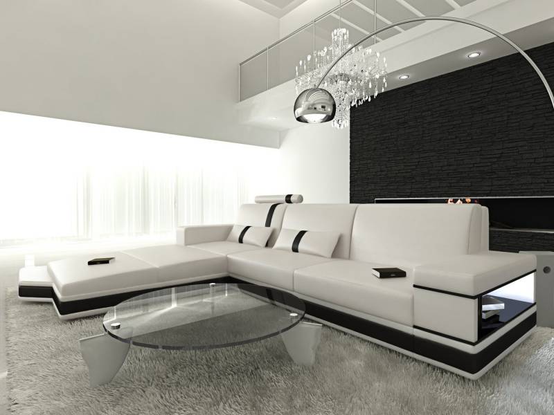 Sofa Dreams Ecksofa Ledercouch Leder Sofa Messana L Form Ledersofa, Couch, mit LED, wahlweise mit Bettfunktion als Schlafsofa, Designersofa von Sofa Dreams