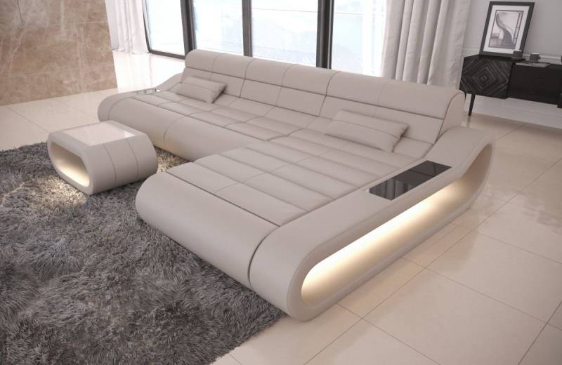 Sofa Dreams Ecksofa Ledercouch Ledersofa Concept L Form lang Sofa Leder, Couch, mit LED, Designersofa mit ergonomischer Rückenlehne von Sofa Dreams