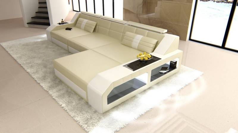 Sofa Dreams Ecksofa Ledercouch Sofa Leder Arezzo L Form Ledersofa, Couch, mit LED, wahlweise mit Bettfunktion als Schlafsofa, Designersofa von Sofa Dreams