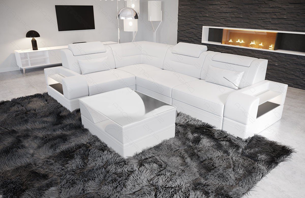 Sofa Dreams Ecksofa Ledercouch Sofa Trivento L Form kurz Leder Sofa, L-Form Ledersofa mit LED-Beleuchtung, Wahlweise mit Bettfunktion von Sofa Dreams