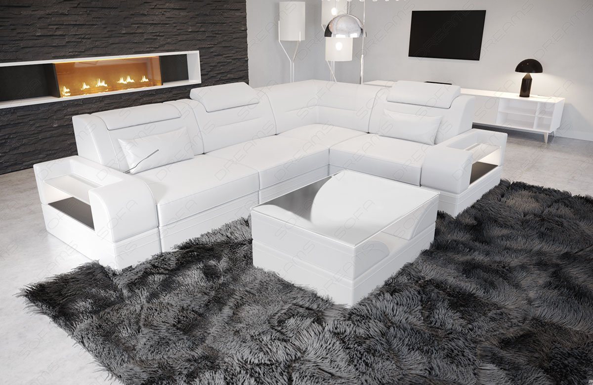 Sofa Dreams Ecksofa Ledercouch Sofa Trivento L Form kurz Leder Sofa, L-Form Ledersofa mit LED-Beleuchtung, Wahlweise mit Bettfunktion von Sofa Dreams