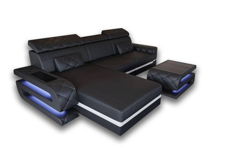 Sofa Dreams Ecksofa Ledersofa Bologna L Form Leder Sofa, Couch, mit LED, wahlweise mit Bettfunktion als Schlafsofa, Designersofa von Sofa Dreams