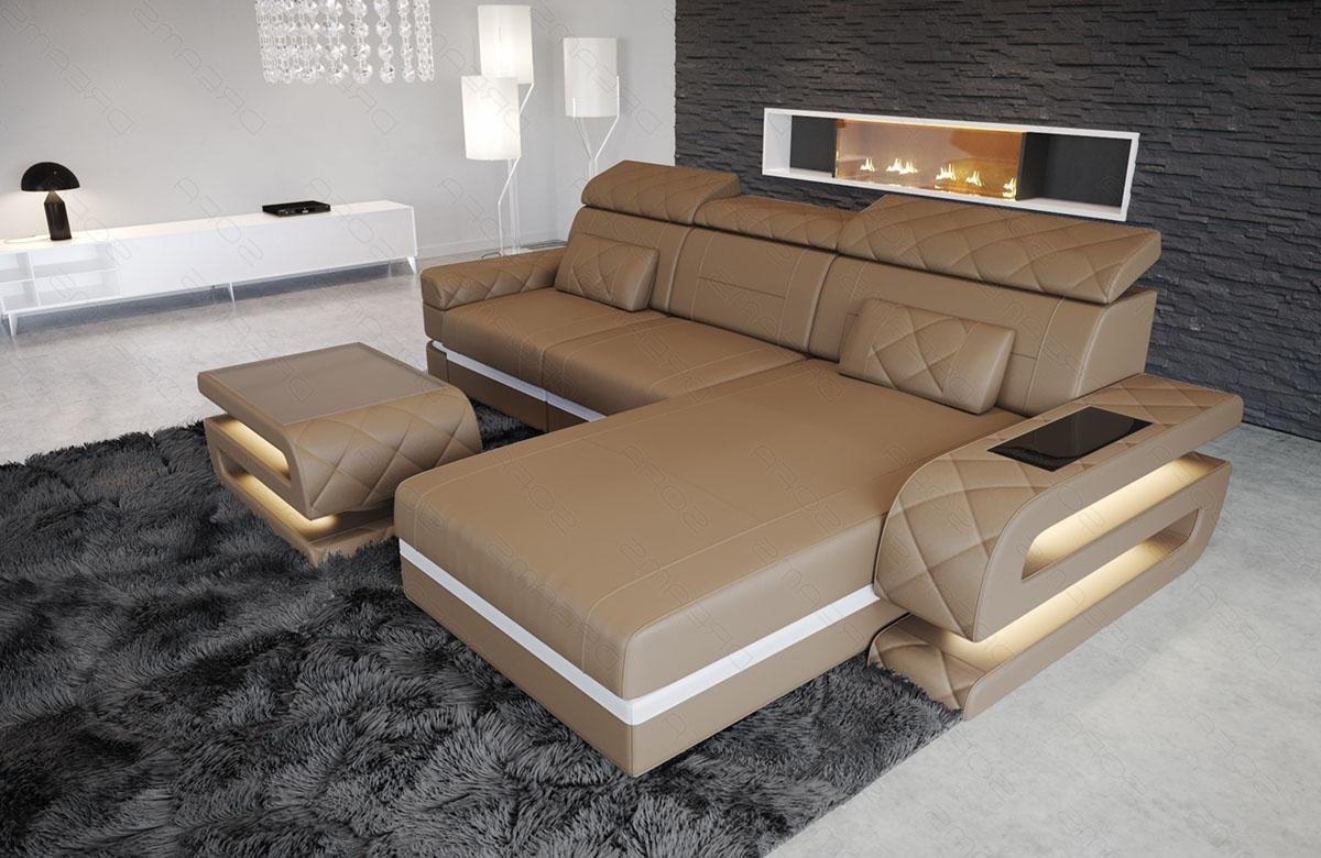 Sofa Dreams Ecksofa Ledersofa Bologna L Form Leder Sofa, Couch, mit LED, wahlweise mit Bettfunktion als Schlafsofa, Designersofa Sofa Dreams Ecksofa Ledersofa Bologna L Form Leder Sofa, Couch, mit LED, wahlweise mit Bettfunktion als Schlafsofa, Designersofa von Sofa Dreams