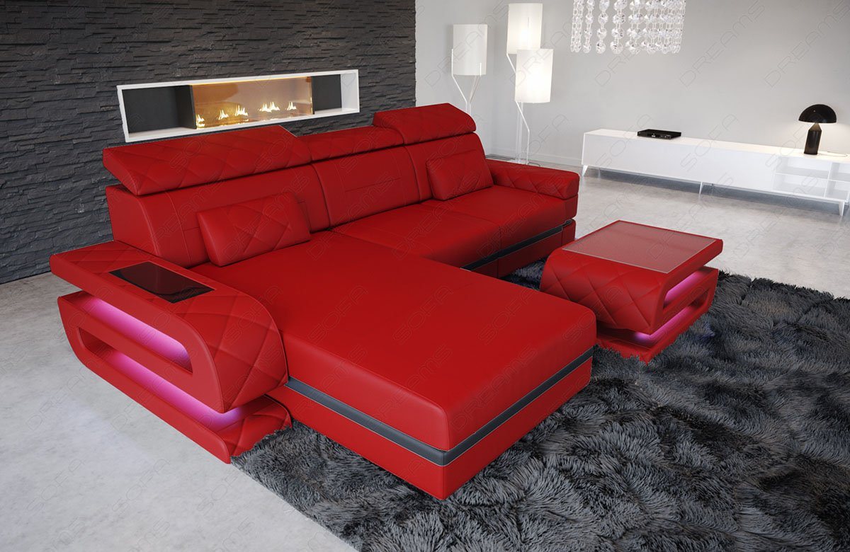 Sofa Dreams Ecksofa Ledersofa Bologna L Form Leder Sofa, Couch, mit LED, wahlweise mit Bettfunktion als Schlafsofa, Designersofa Sofa Dreams Ecksofa Ledersofa Bologna L Form Leder Sofa, Couch, mit LED, wahlweise mit Bettfunktion als Schlafsofa, Designersofa von Sofa Dreams